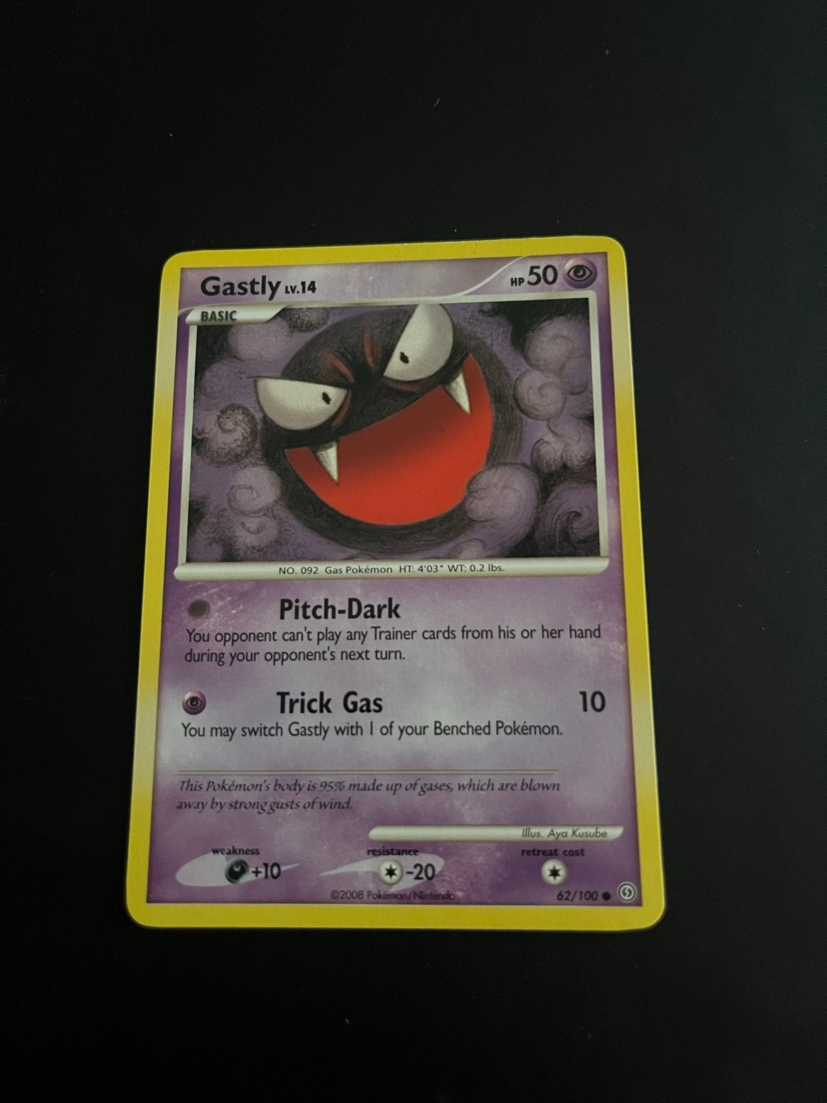 Gastly Pokémon kaart LV.14 50 HP, Ophalen of Verzenden, Gebruikt, Losse kaart