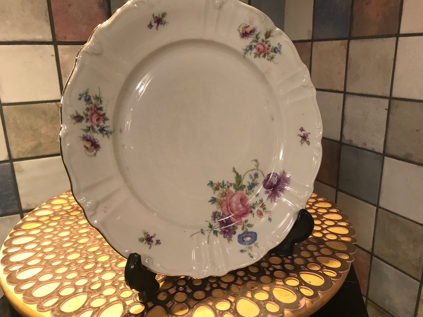 Titania Barok,H.3896,4 antieke/vintage platte borden,diam.24, Antiek en Kunst, Ophalen of Verzenden