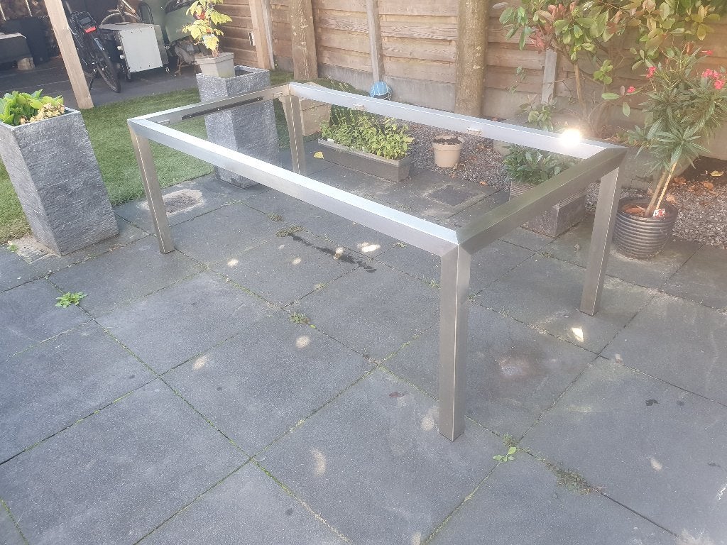 RVS eettafel frame 100x200 cm, Huis en Inrichting, Tafels | Eettafels, Ophalen, Gebruikt, 200 cm of meer, 50 tot 100 cm