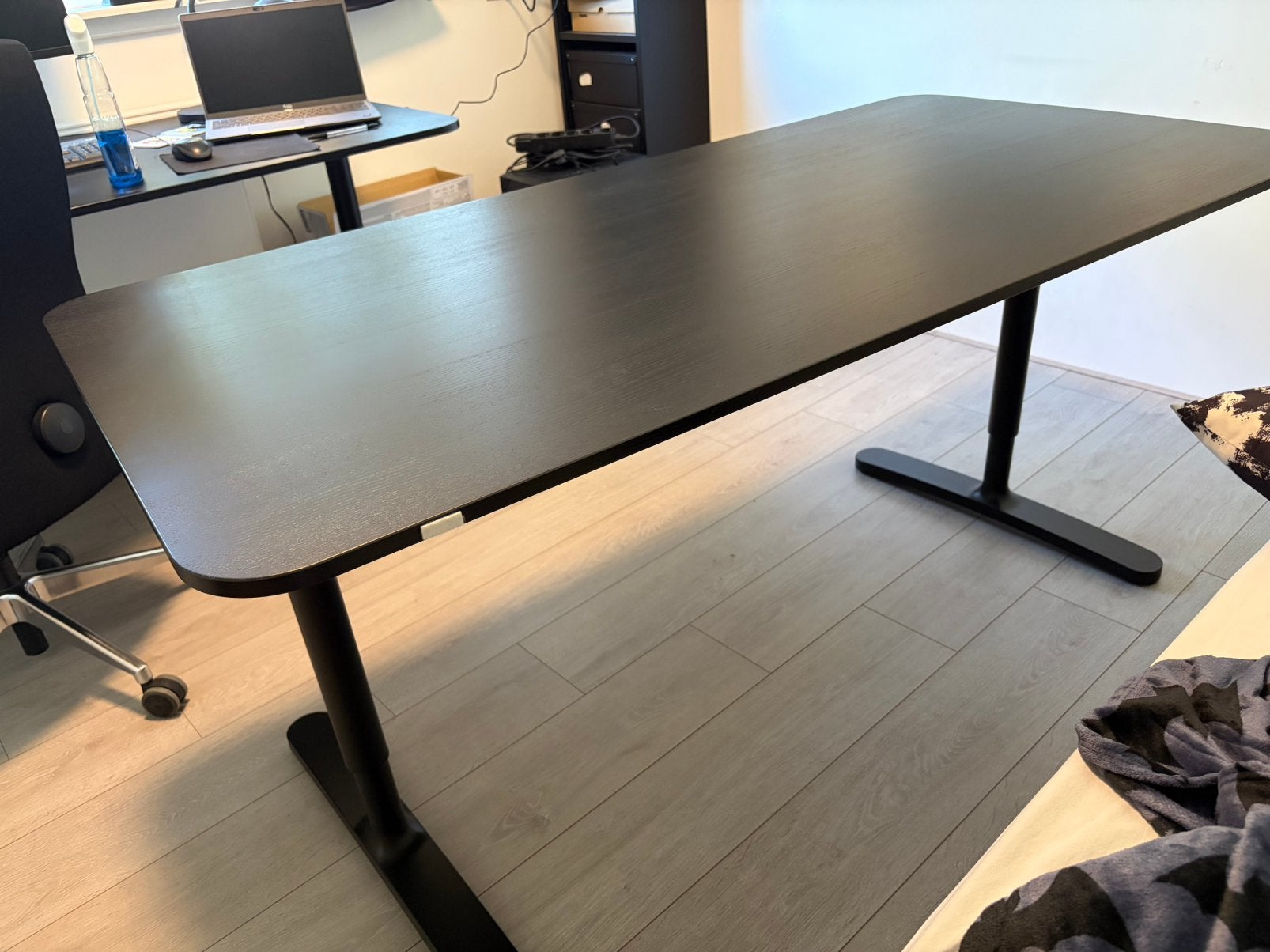 Bureau, Ophalen, Zwart, 160 cm, In hoogte verstelbaar