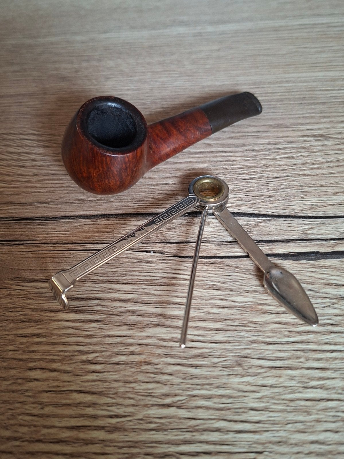 Kleine Bryerehout pijpje met driedelig pijpbestek, Verzamelen, Ophalen of Verzenden, (Water)pijp