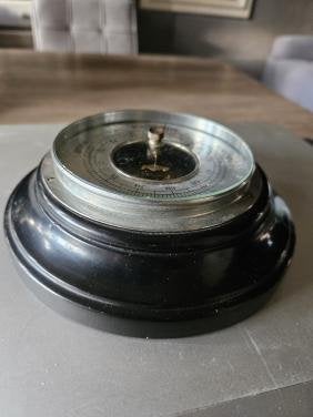 Groot antiek rond barometer van hout en geslepen glas, Ophalen of Verzenden