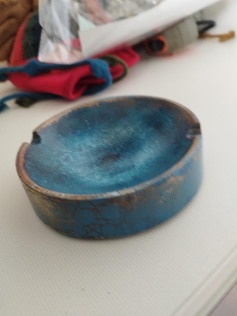 Blauw keramische asbak, Ophalen of Verzenden, Gebruikt