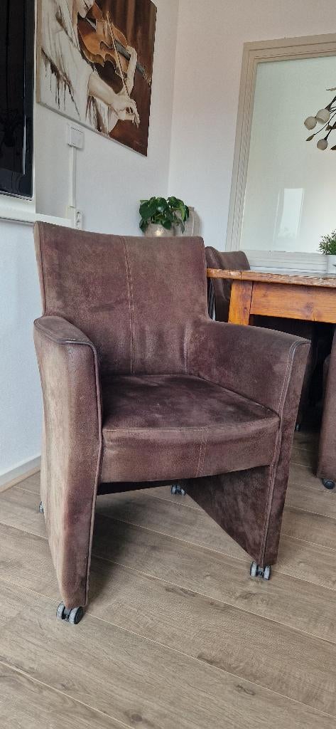 5 comfortabele eetkamerstoelen op wieltjes, Ophalen, Gebruikt, Bruin, Vijf, Zes of meer stoelen