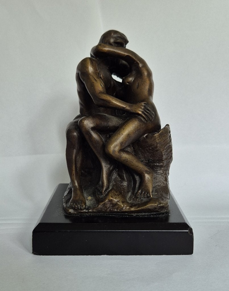 Bronzen Beeld 'De Kus' van Rodin - met certificaat, Overige onderwerpen, Minder dan 20 cm, Gepatineerd, Ophalen of Verzenden