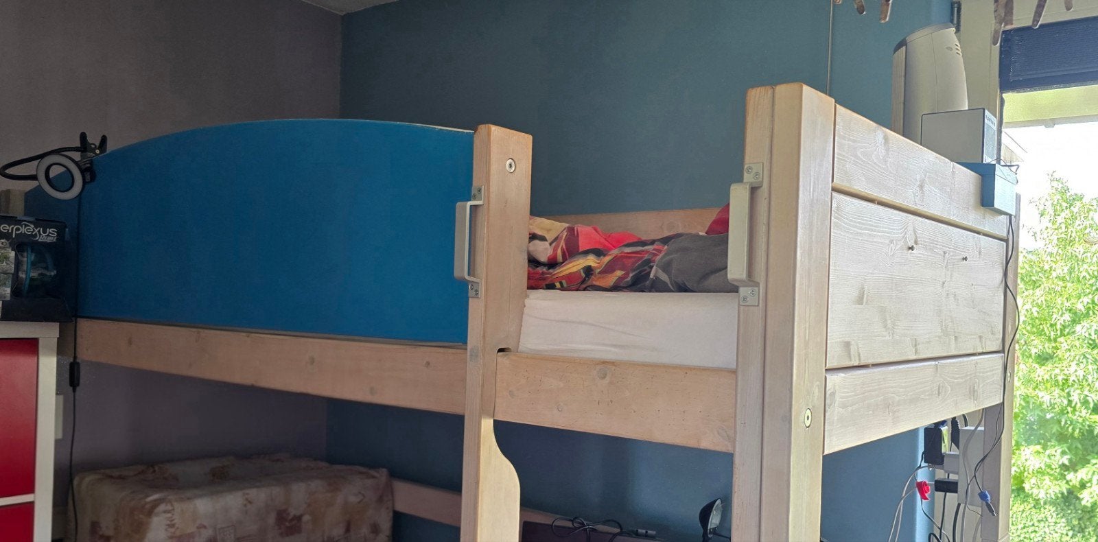 Lifetime Hoogslaper met Bureau en Matras, Ophalen, Gebruikt, Eenpersoons, 200 cm
