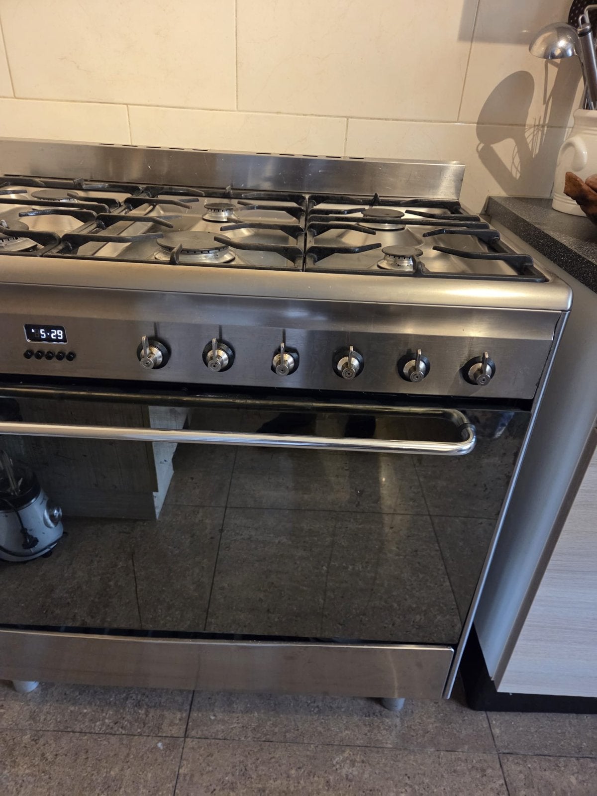 Vrijstaand gasfornuis met oven - RVS., Witgoed en Apparatuur, Ophalen, Gebruikt, 60 cm of meer, Gas