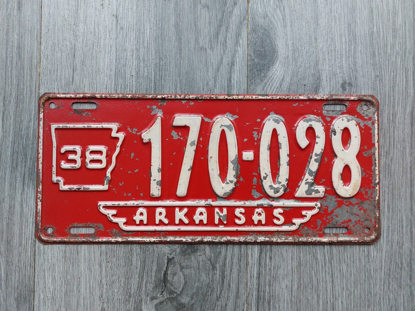 Kenteken 1938 Arkansas USA Nummerplaat Nummerbord, Ophalen of Verzenden, Gebruikt, Auto's