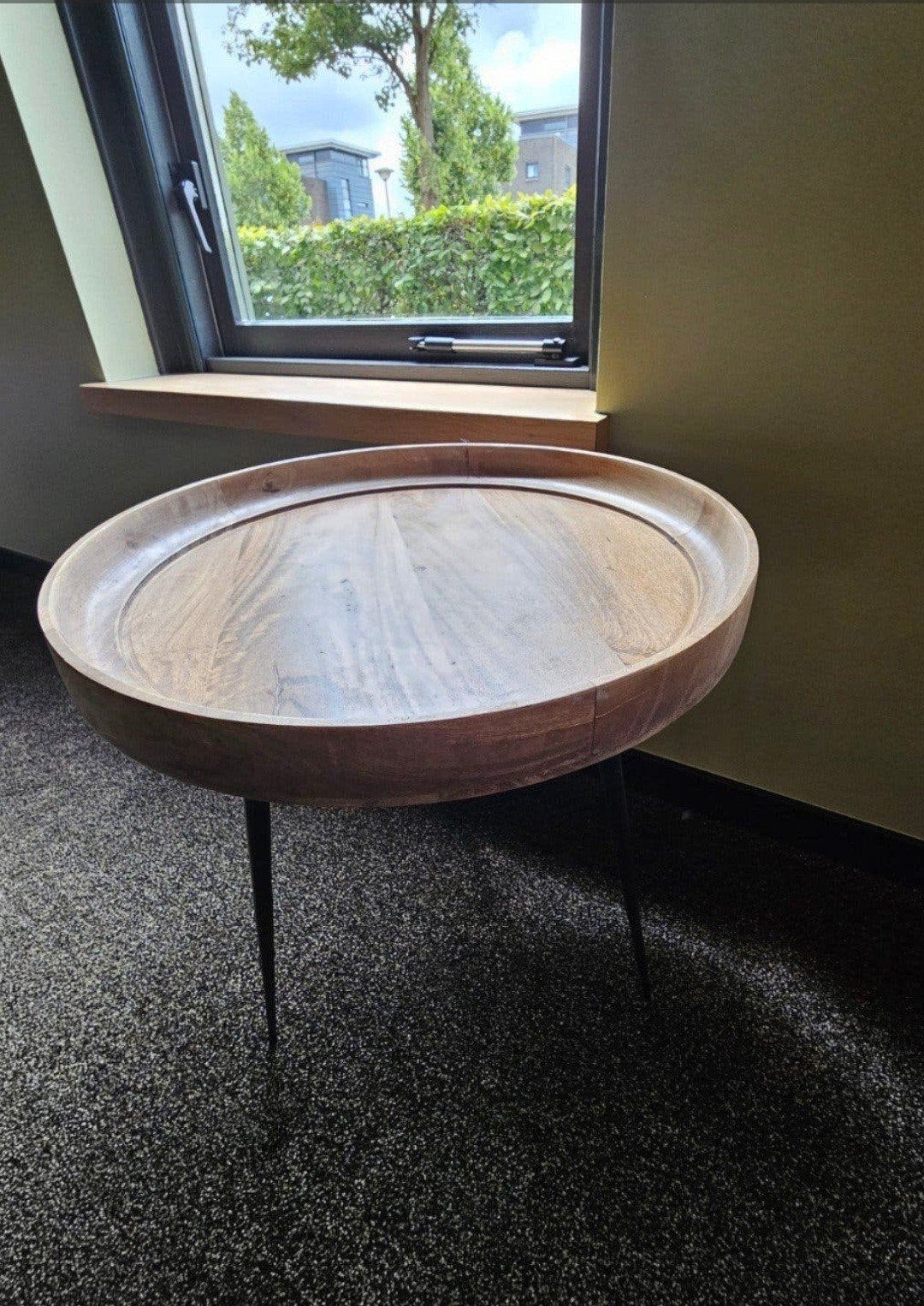 bijzettafel hout en metaal, Ophalen, 50 tot 100 cm, Rond, 50 tot 100 cm