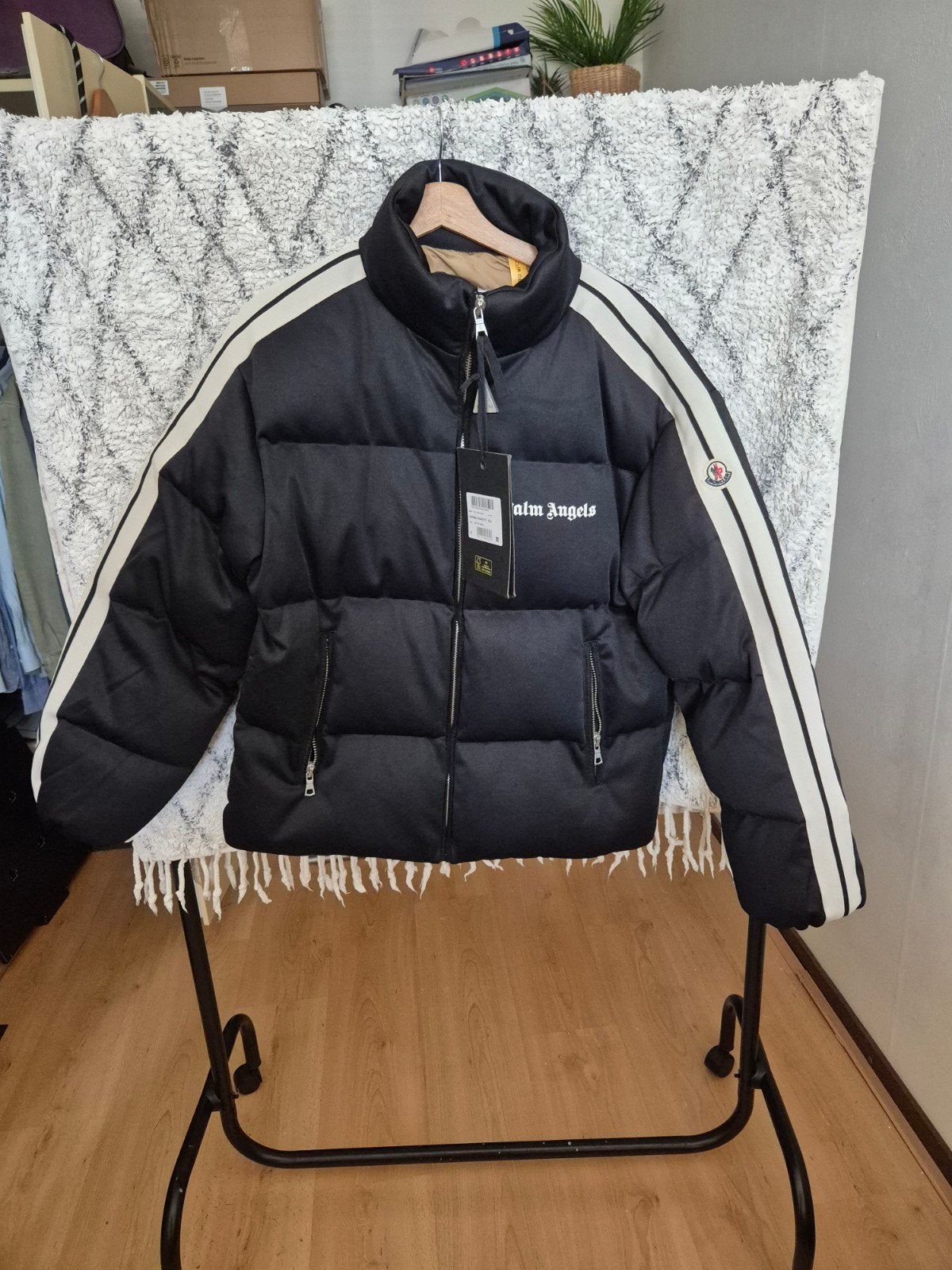 Moncler Palm Angels Rodman Giubbotto Puffer Jacket Zwart, Maat 52/54 (L), Zwart, Nieuw, Ophalen of Verzenden