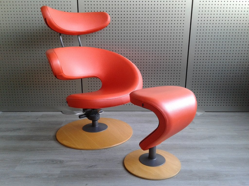 Variér (Stokke) Peel (Oranje Leder), Heel Mooi!, Huis en Inrichting, Hout, 75 tot 100 cm, Ophalen of Verzenden, Zo goed als nieuw
