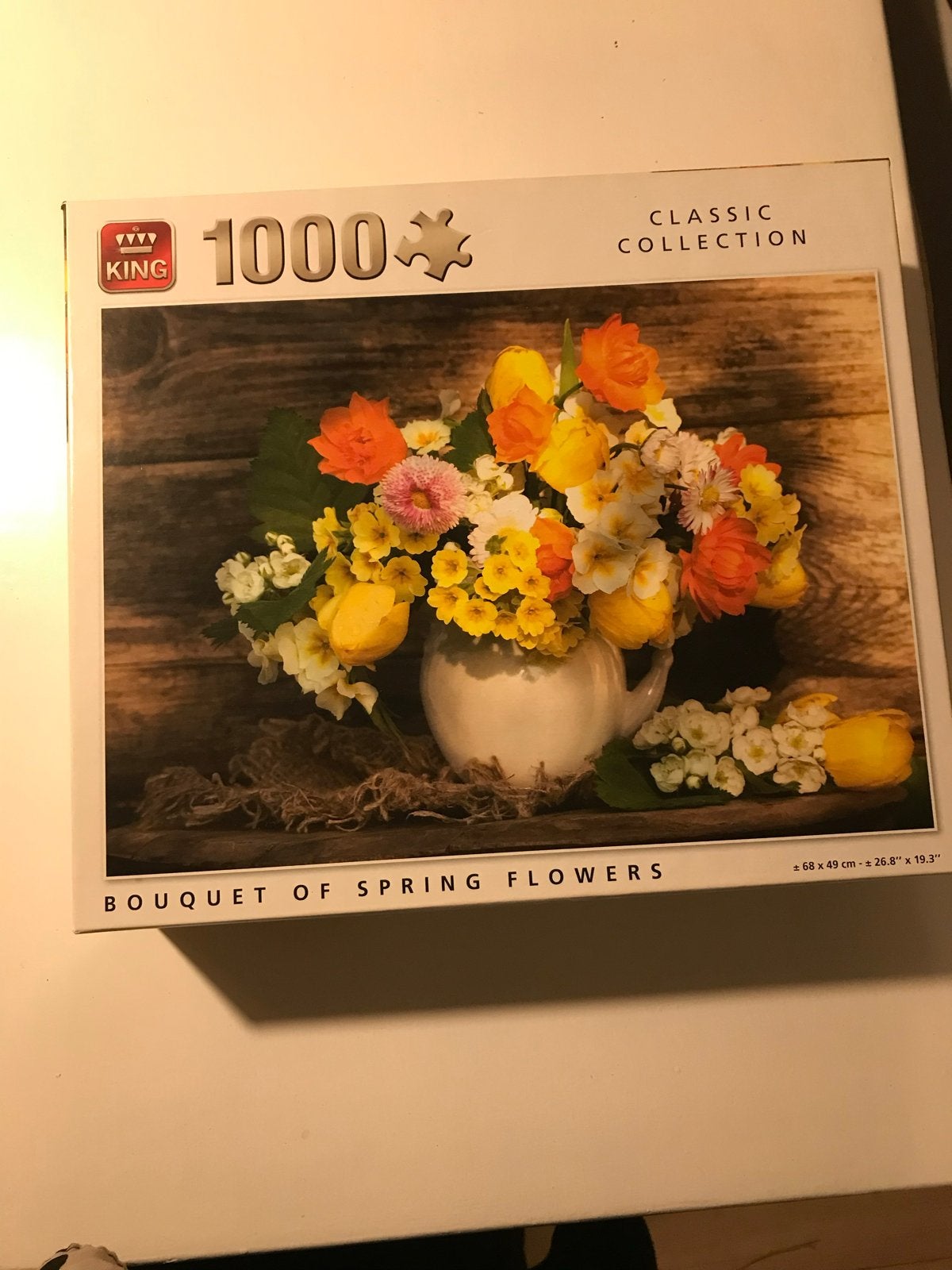King Legpuzzel 1000 stukjes: Vaas met Bloemen, Ophalen, 500 t/m 1500 stukjes, Gebruikt, Legpuzzel