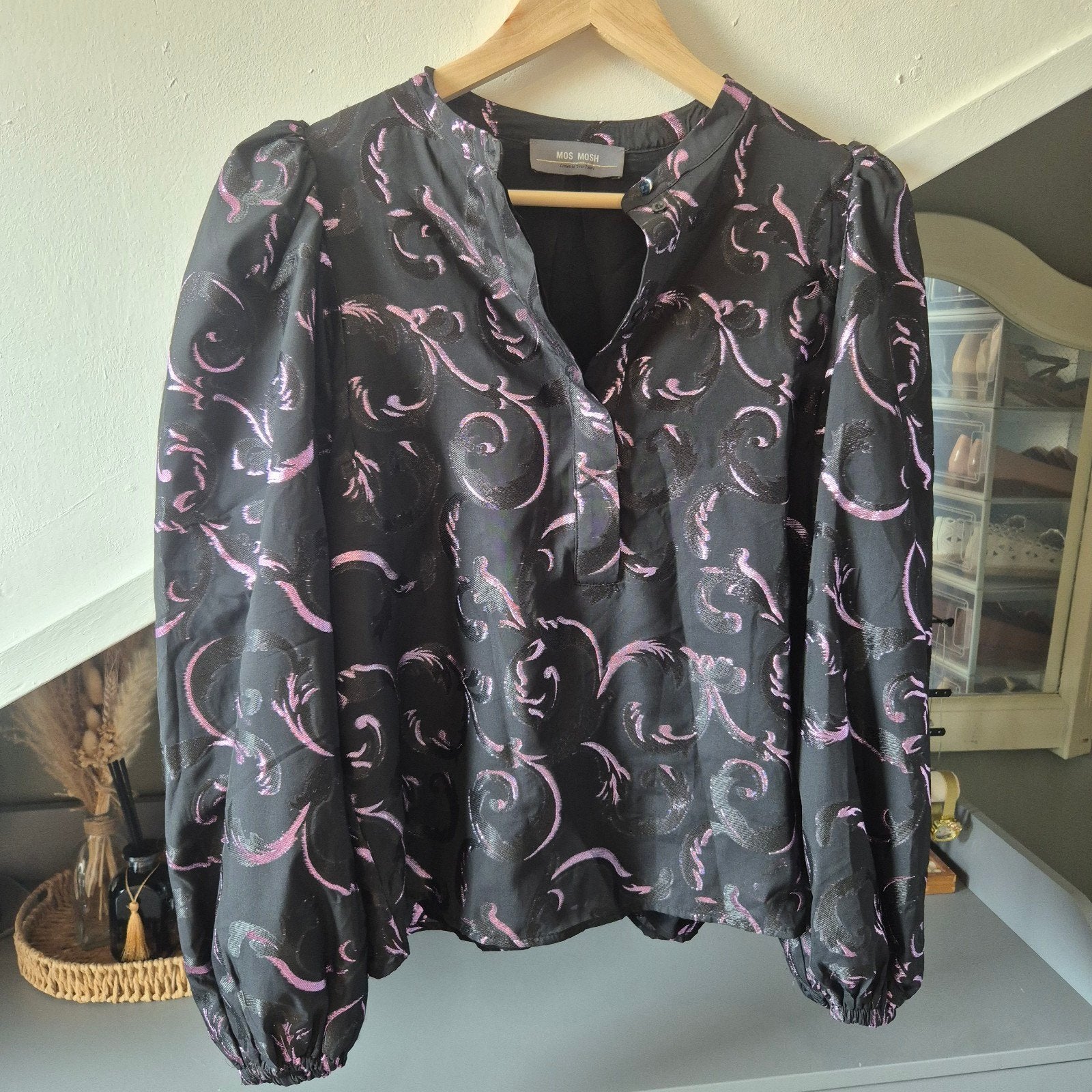 Mos Mosh Elia Azzy Blouse  pink metallic swirl XS, MOS MOSH, Ophalen of Verzenden, Zo goed als nieuw, Roze