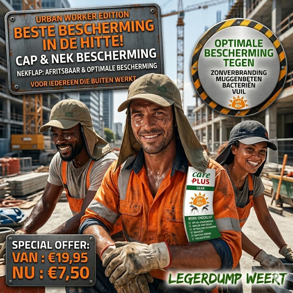 Care Plus UV-werende Cap met Nekflap (UPF 40+), Ophalen of Verzenden, Nieuw, UV werend