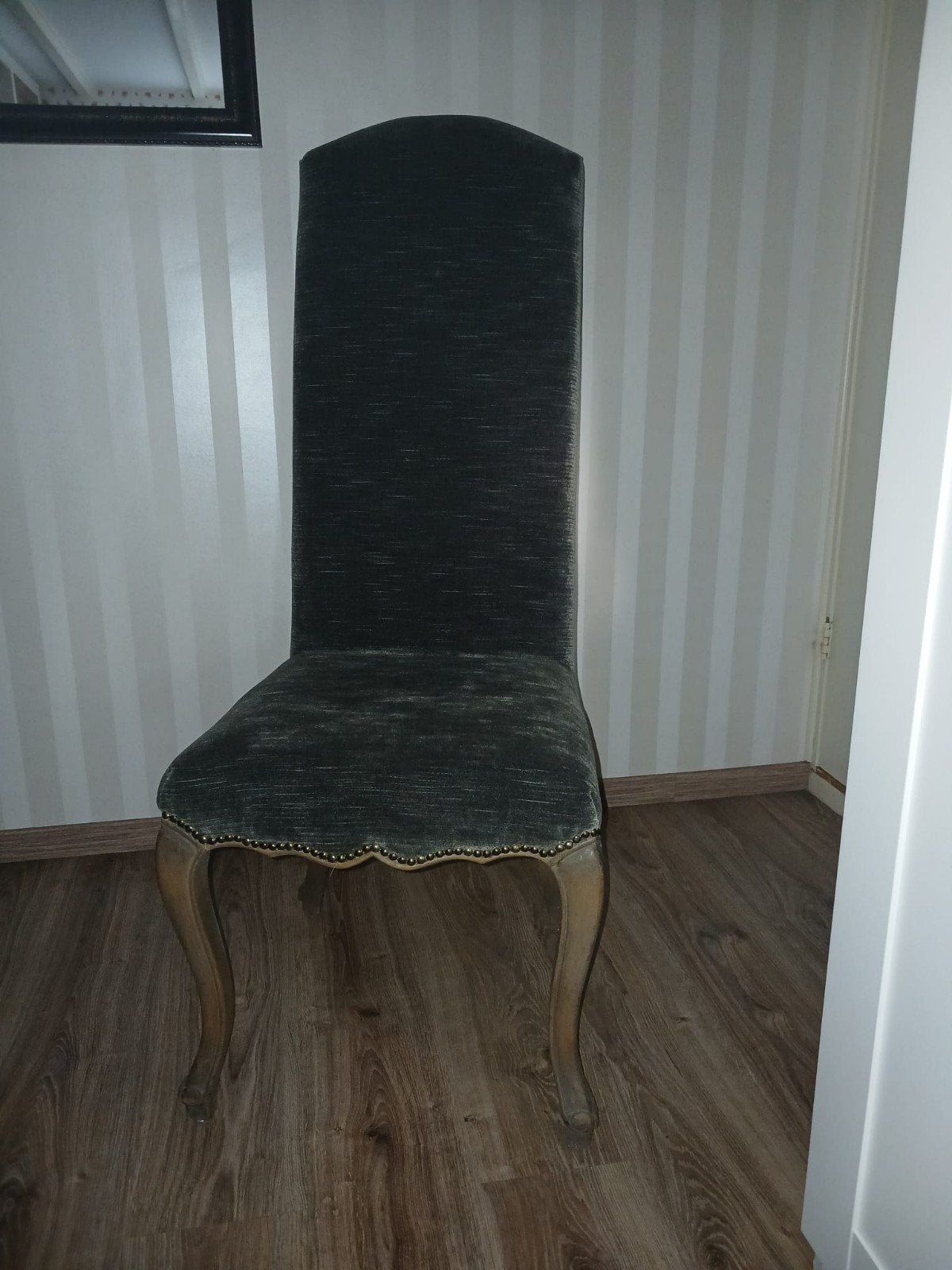 Set van 4 barok stoelen - oud groen/grijs, Antiek en Kunst, Antiek | Meubels | Stoelen en Banken, Ophalen