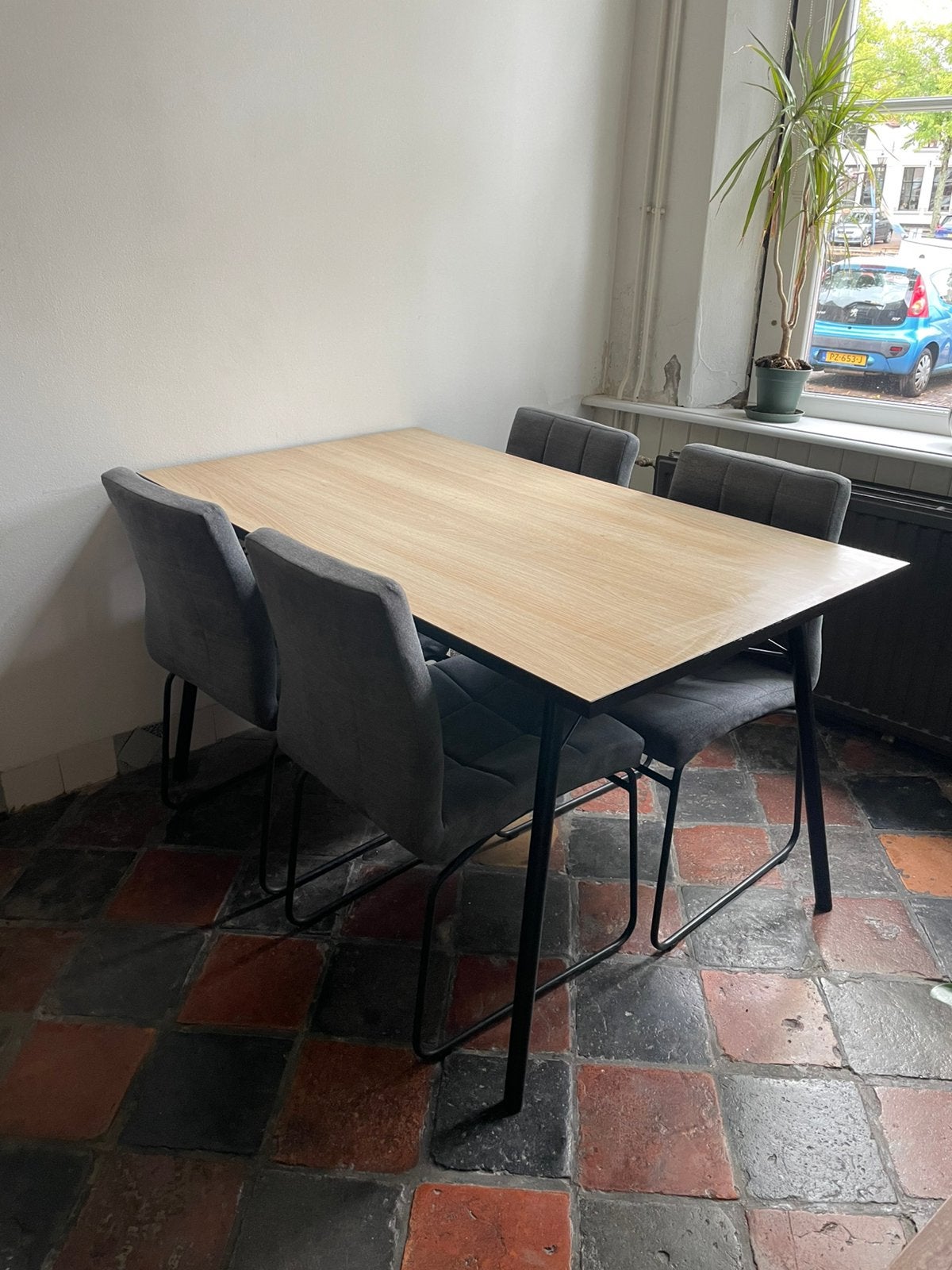 Eettafel met stoelen, Ophalen, 100 tot 150 cm, 50 tot 100 cm, Zo goed als nieuw