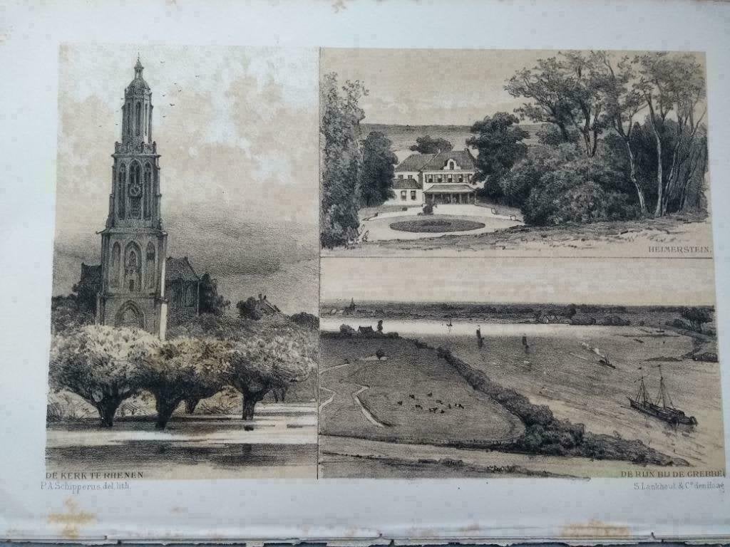 128 / Rhenen/ Heimerstein/  de grebbe Litho 1876, Antiek en Kunst, Ophalen of Verzenden
