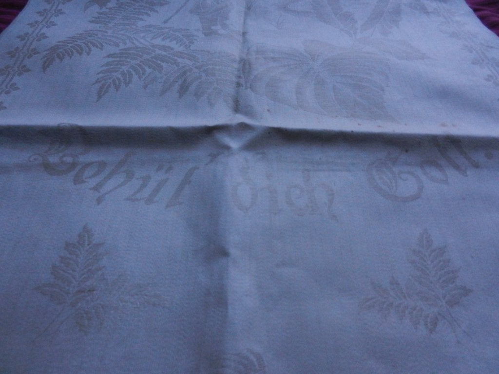 Damasten doekJugendstil tekst Behüt dich Gott ca. 1910, Ophalen of Verzenden