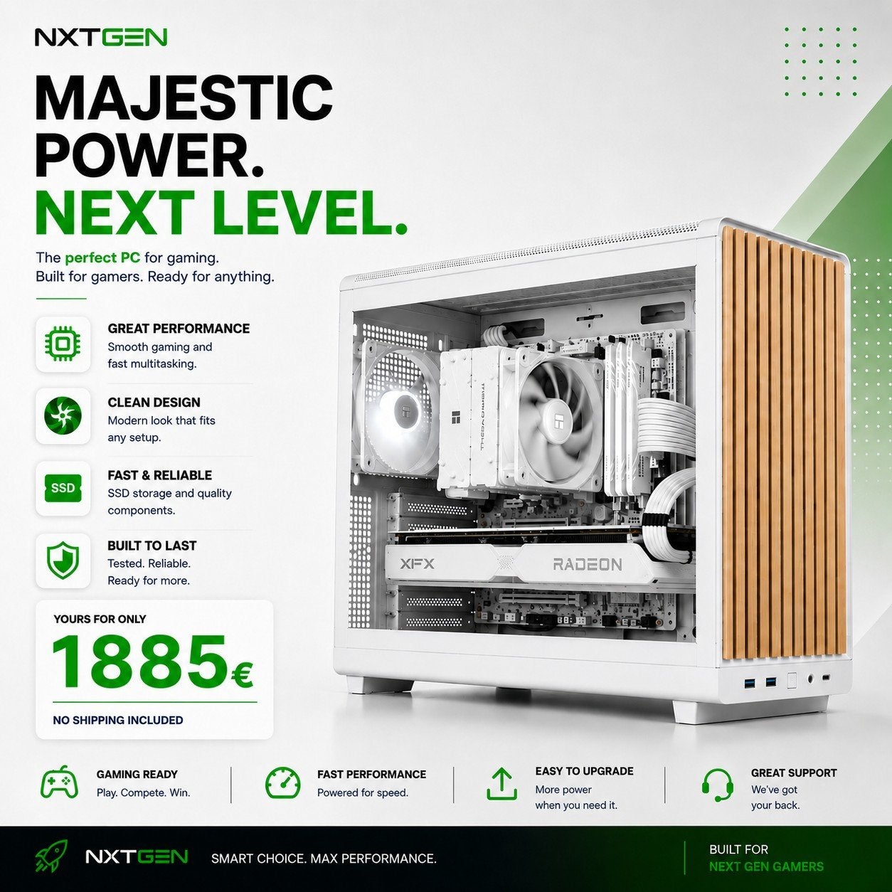 Ryzen 7 7800x3D | XFX Radeon 9060 XT gaming pc full white, Computers en Software, Videokaarten, Ophalen of Verzenden, Nieuw