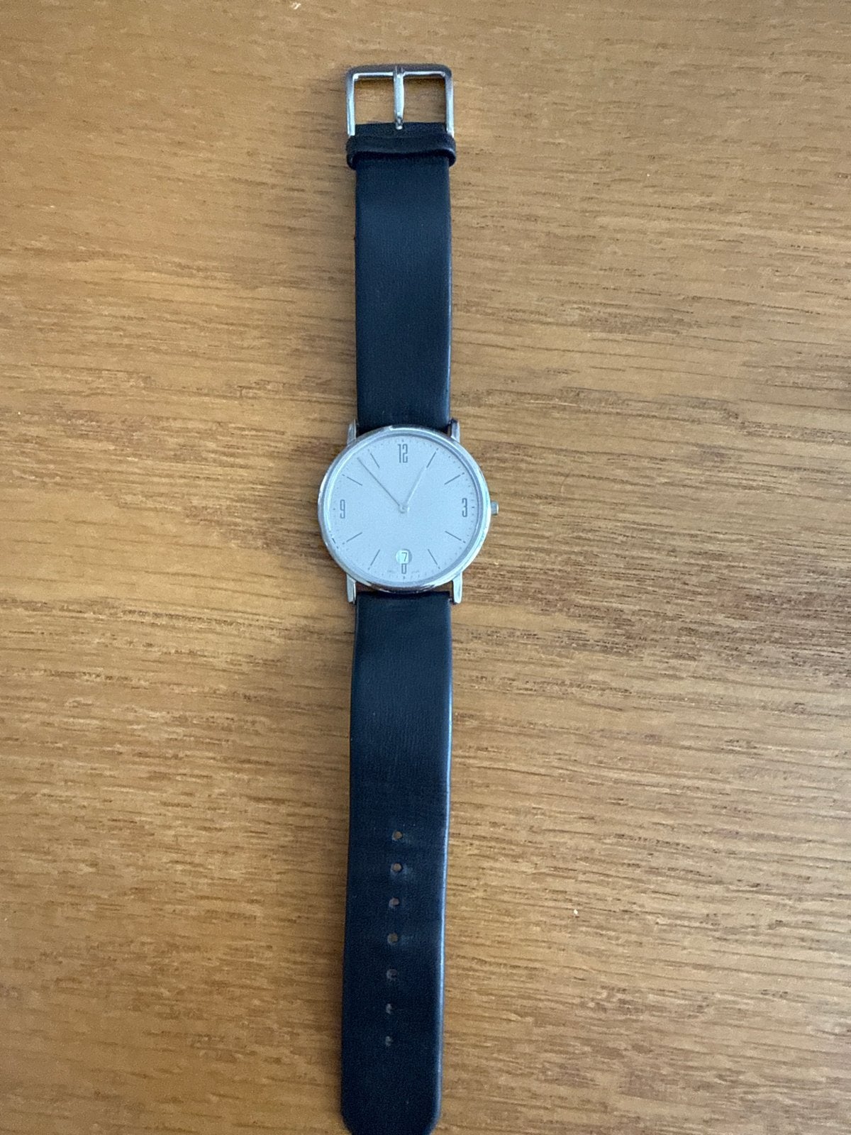 Emka Bauhaus horloge 27mm mat staal wit met datum, Overige merken, Staal, Polshorloge, Ophalen of Verzenden