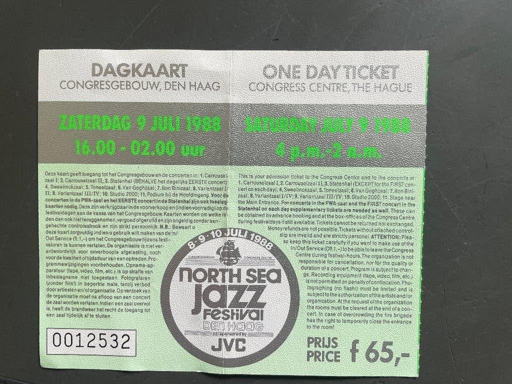 Oud Ticket North Sea Jazz 1988 met programma, Eén persoon