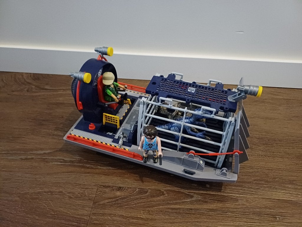 PLAYMOBIL Dino’s hovercraft met dinokooi – 9433, Complete set, Ophalen of Verzenden, Zo goed als nieuw, Boot/Schip