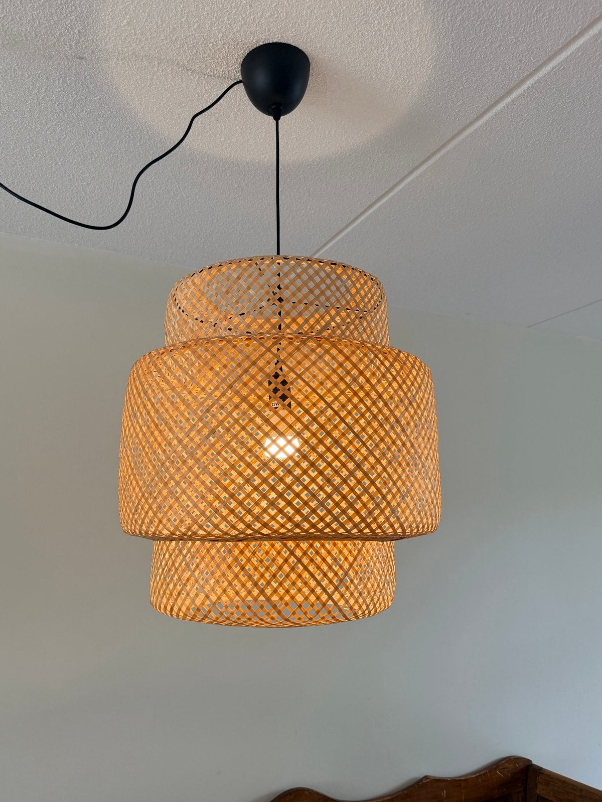 IKEA SINNERLIG hanglamp bamboe 50 cm - Ilse Crawford, Ophalen, Zo goed als nieuw, Natuurlijk materiaal, E27 (groot)