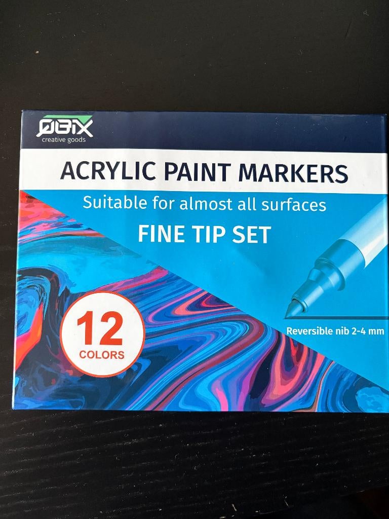 QBIX Acrylstiften - Verfstiften set van 12 Kleuren, Ophalen of Verzenden, Nieuw, Potlood of Stift