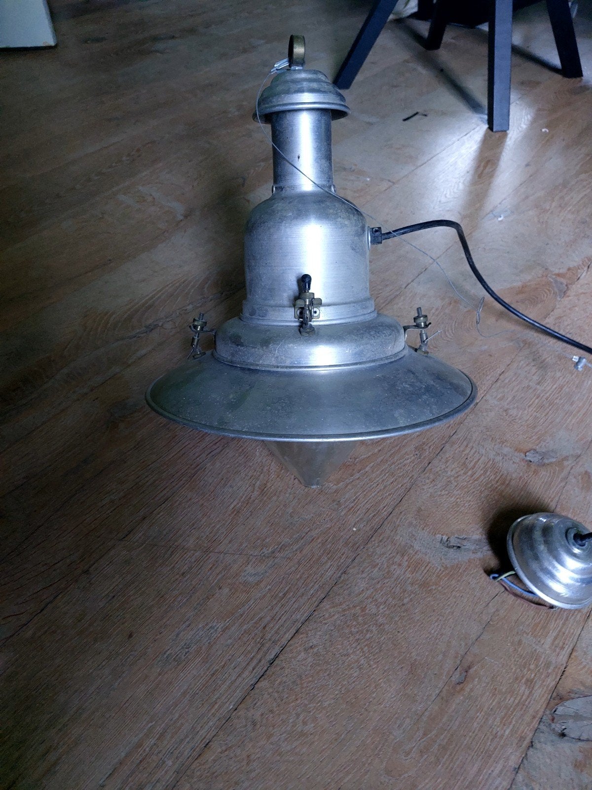 Industriële look vintage Ucello Fisherman hanglamp aluminium, Ophalen, Gebruikt, Metaal, Industriëel