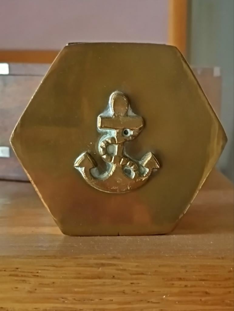 Koperen doosje met anker, Antiek en Kunst, Antiek | Koper en Brons, Ophalen of Verzenden