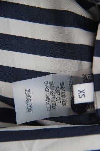 Jurk donkerblauw/ beige Zenggi mt XS (XL) travelstof Vaste A, Zenggi, Blauw, Maat 42/44 (L), Ophalen of Verzenden