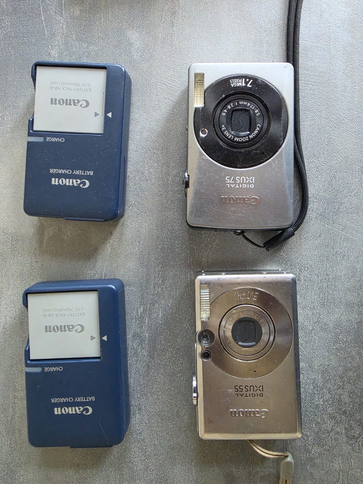 Canon Digital IXUS 75 & IXUS 55 compactcamera's met laders, Gebruikt, Canon, Ophalen of Verzenden, Compactcamera