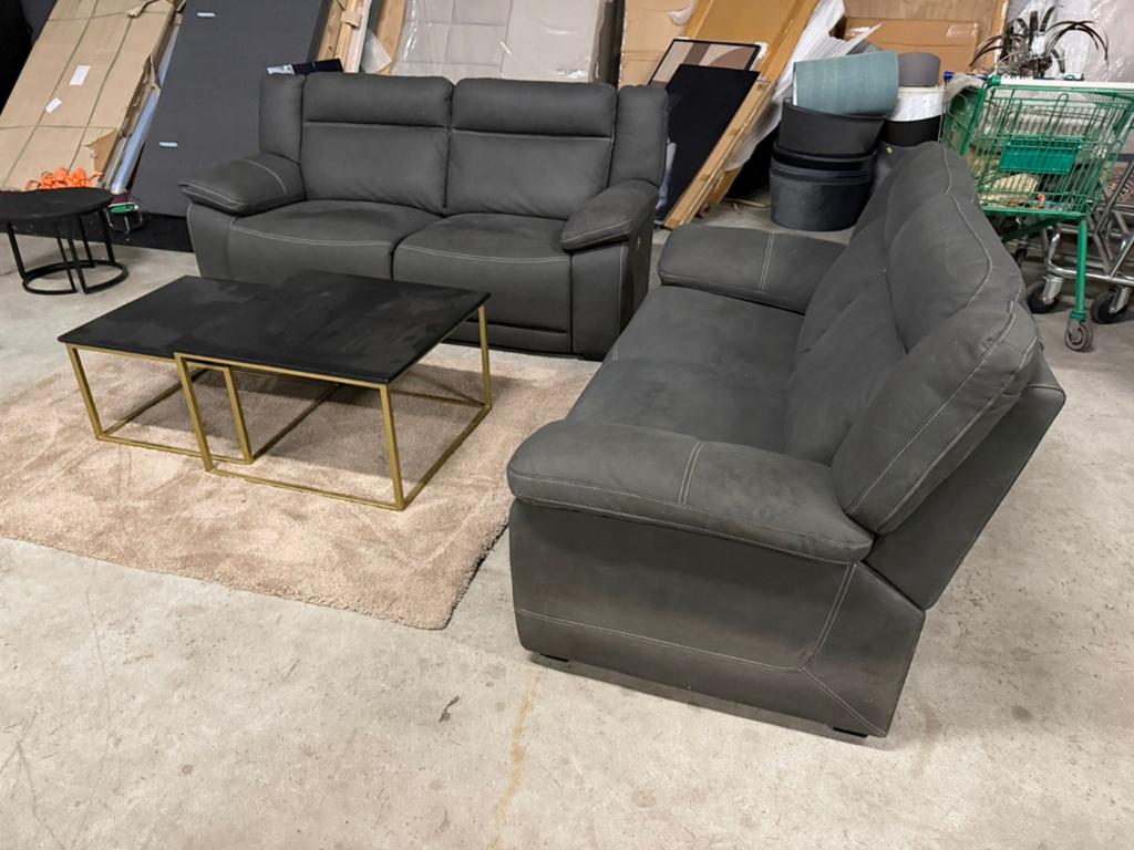 Bankstel 3+2 Relax Texas stof Antraciet SHOWMODEL, Huis en Inrichting, Banken | Bankstellen, Ophalen, Nieuw, 75 tot 100 cm, Rechte bank