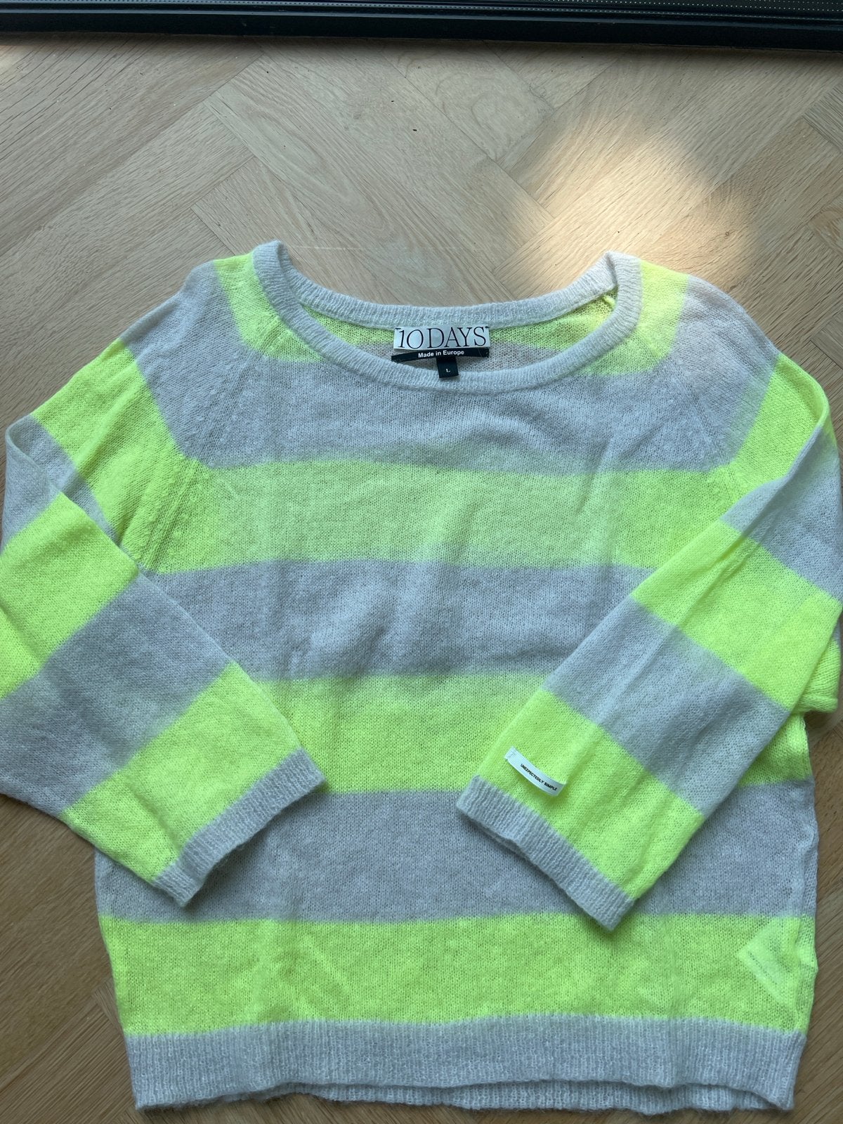 10DAYS thin knit trui in neon geel wit, maat L, Meerkleurig, Maat 42/44 (L), 10days, Ophalen of Verzenden