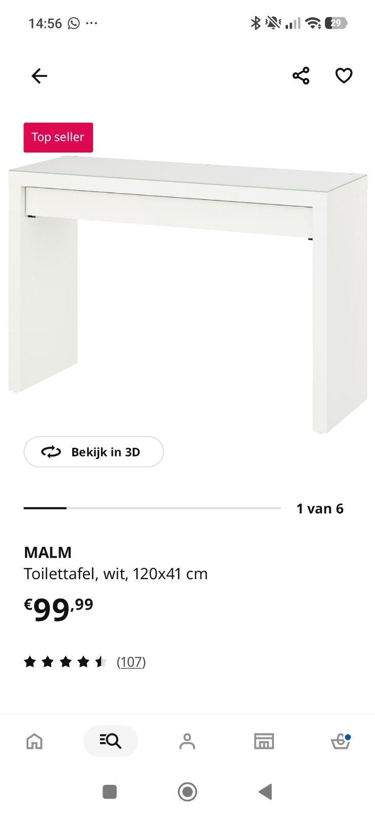 Malm toilettafel - Doe een goed bod!, Huis en Inrichting, Gebruikt, 100 tot 150 cm, Ophalen of Verzenden, Minder dan 100 cm