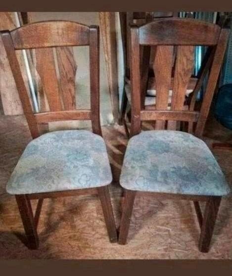 4 zgan eiken stoelen, Ophalen, Bruin, Zo goed als nieuw, Stof