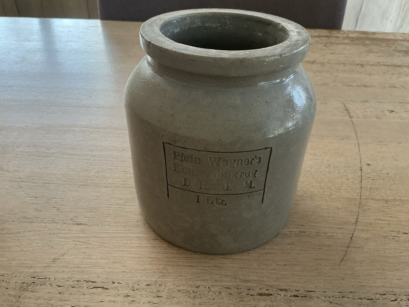 Antieke Plein Wagner's Konservenkrug 1 Ltr. Steengoed Pot, Ophalen of Verzenden