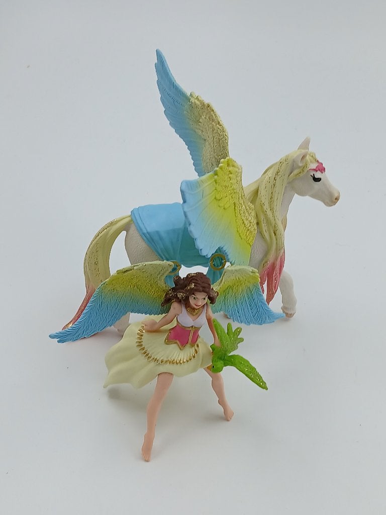 Schleich  Bayala Elf Surah Glitter Pegasus paard en vogel, Ophalen of Verzenden, Gebruikt