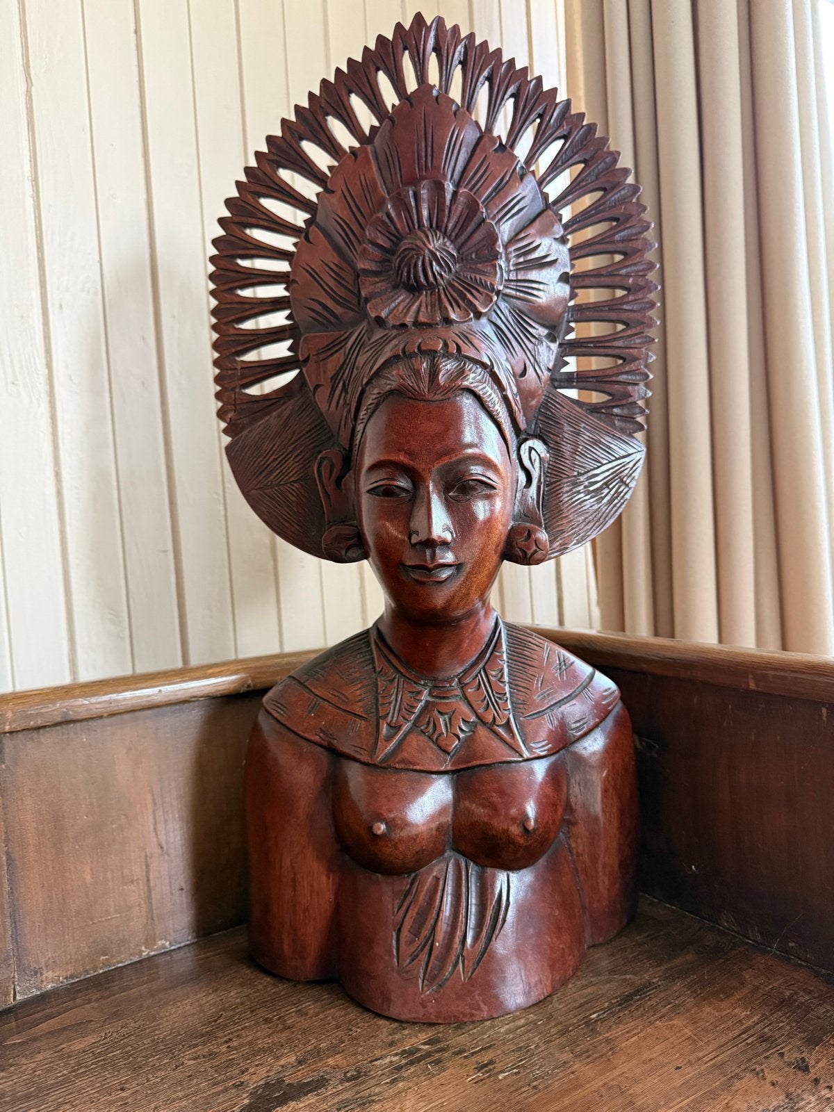 Balinese Legong Danseres Buste - Houtsnijwerk, Ophalen, Buste, Handgemaakt, 20 - 50 cm