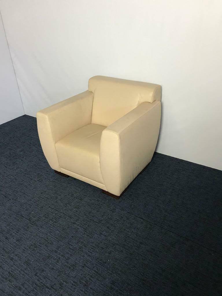 1 x Palau fauteuil, crème leer, Ophalen, Gebruikt, 50 tot 75 cm, Leer