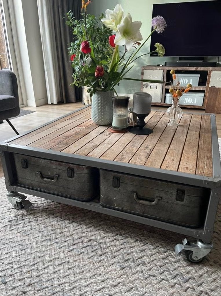 Salontafel van Gerecycled Teak (Troubadour), Ophalen, Gebruikt, 50 tot 100 cm, Teakhout
