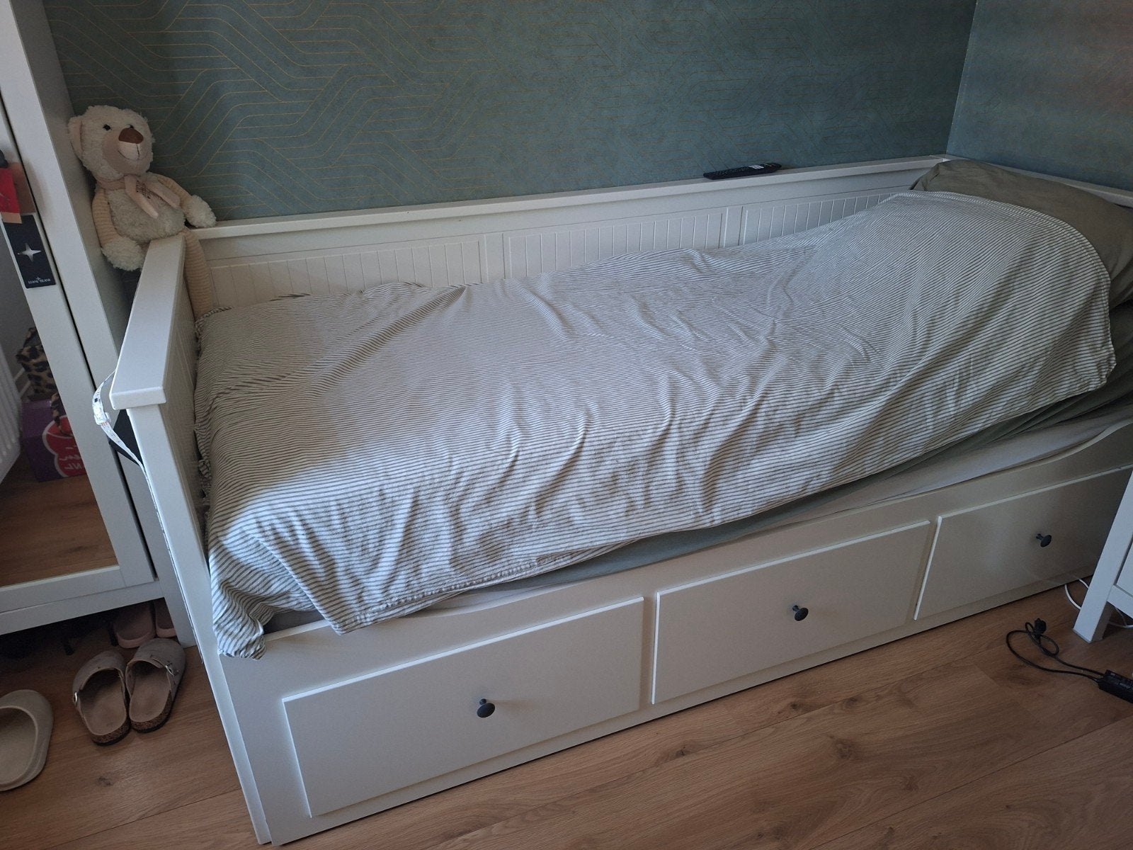 Ikea Hemnes bedbank met matras en lades, Ophalen, Gebruikt, Eenpersoons, Wit