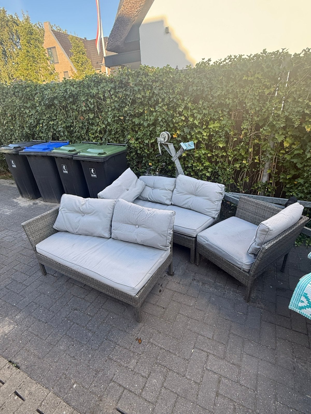 Loungeset Caprice grijs/bruin - GRATIS - onderstel kapot, Ophalen, 4 zitplaatsen, Gebruikt, Loungeset