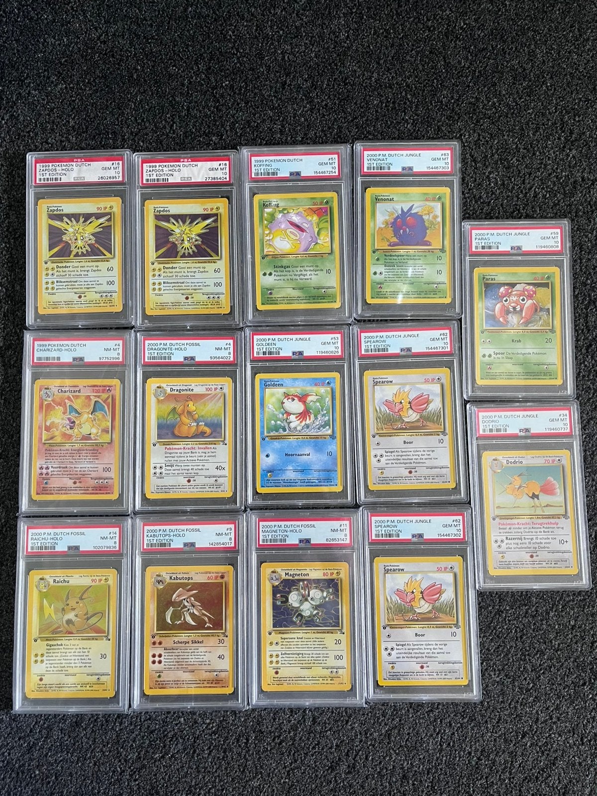 Pokémon Dutch PSA kaarten - Base/Fossil/Jungle - Zeldzaam!, Ophalen of Verzenden, Zo goed als nieuw, Meerdere kaarten, Foil