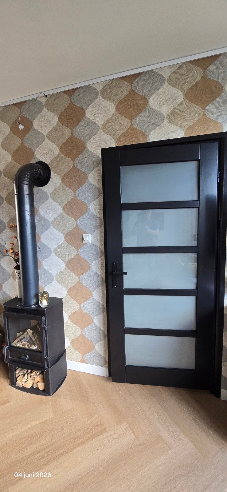 CANDO OPDEK Binnendeur, melkglas, 83x197 CM, ZWART, Ophalen, Gebruikt, 80 tot 100 cm, Binnendeur