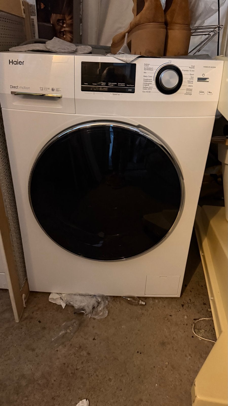 Haier HW80-B14636N 8kg Wasmachine, Ophalen, Zo goed als nieuw, Voorlader, Wolwasprogramma