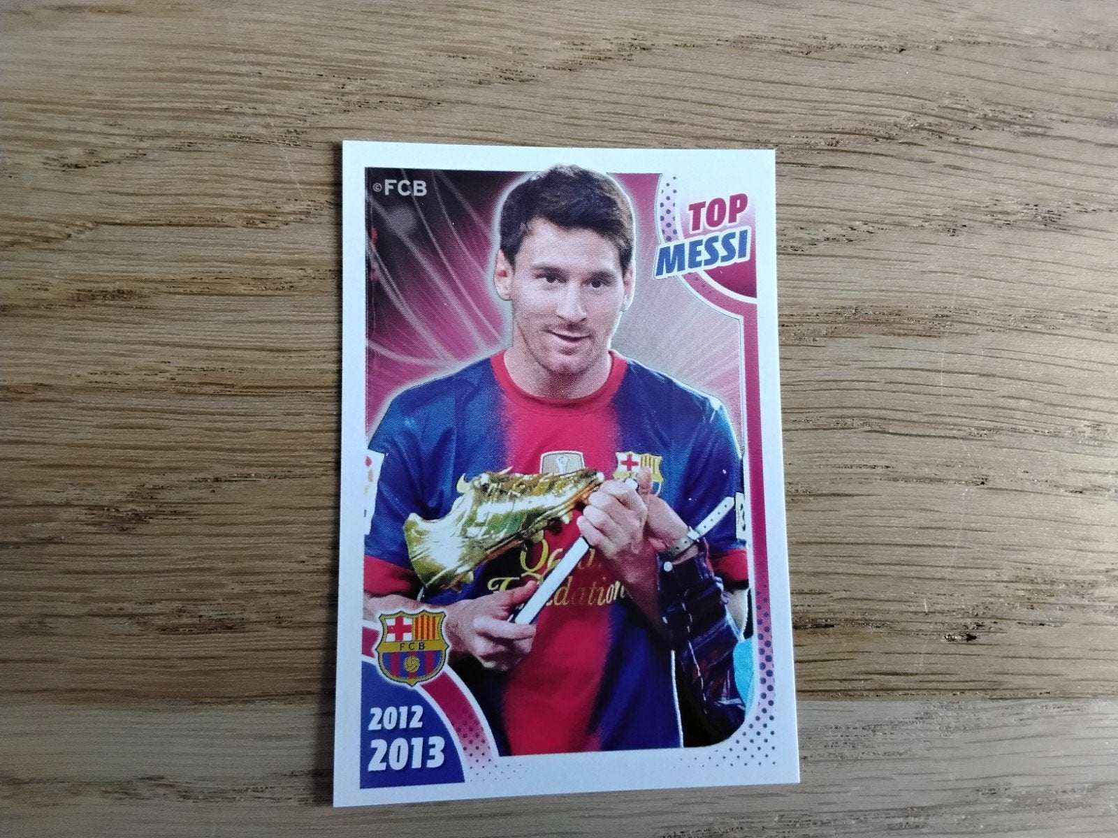 Panini Sticker Messi Barcelona 2012/2013 Gouden schoen, Ophalen of Verzenden, Zo goed als nieuw, Buitenlandse clubs, Poster, Plaatje of Sticker