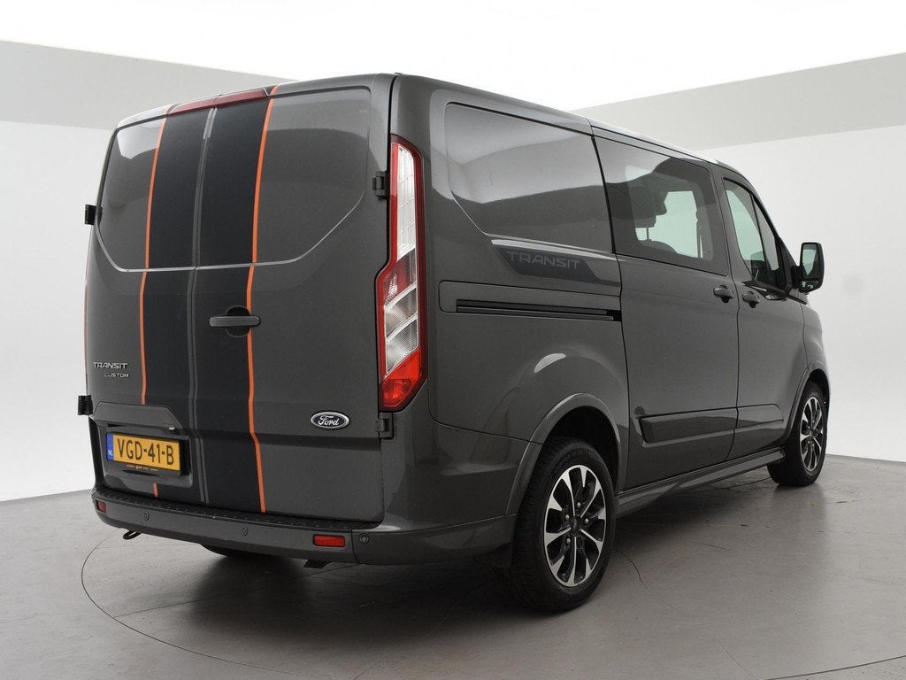 Ford Transit Custom 320 2.0 TDCI 185 PK AUT. SPORT DUBBEL CA, Auto's, Bestelauto's, 15 km/l, Euro 6, Leder en Stof, Origineel Nederlands
