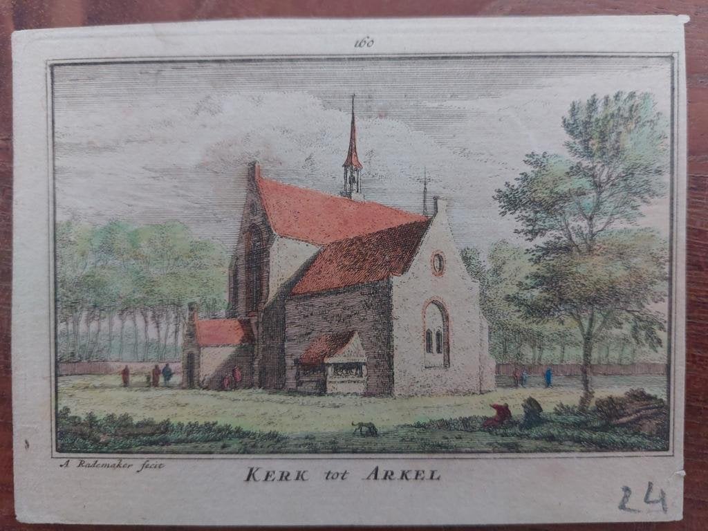 160 / kerk Arkel Gravire van A. Rademaker, Antiek en Kunst, Ophalen of Verzenden