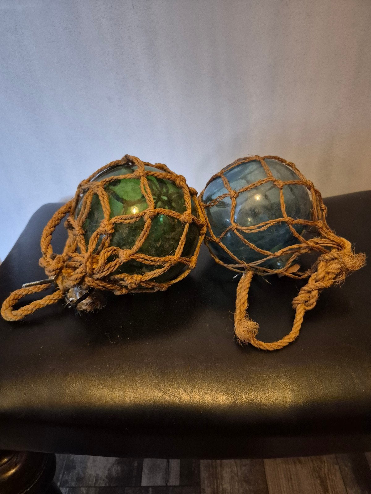 Decoratieve glazen visboeien met touwnet, Ophalen of Verzenden